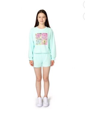 Roxy Mint Floral Panel Girls' Sweatshirt and Short Set
